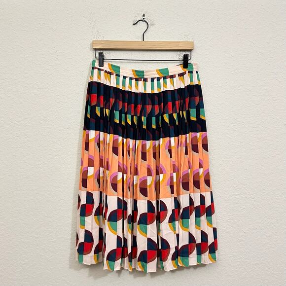 J. Crew Dresses & Skirts - J.CREW 365 Skirt Multicolor Geometric Pleated Midi Psychedelic AOP